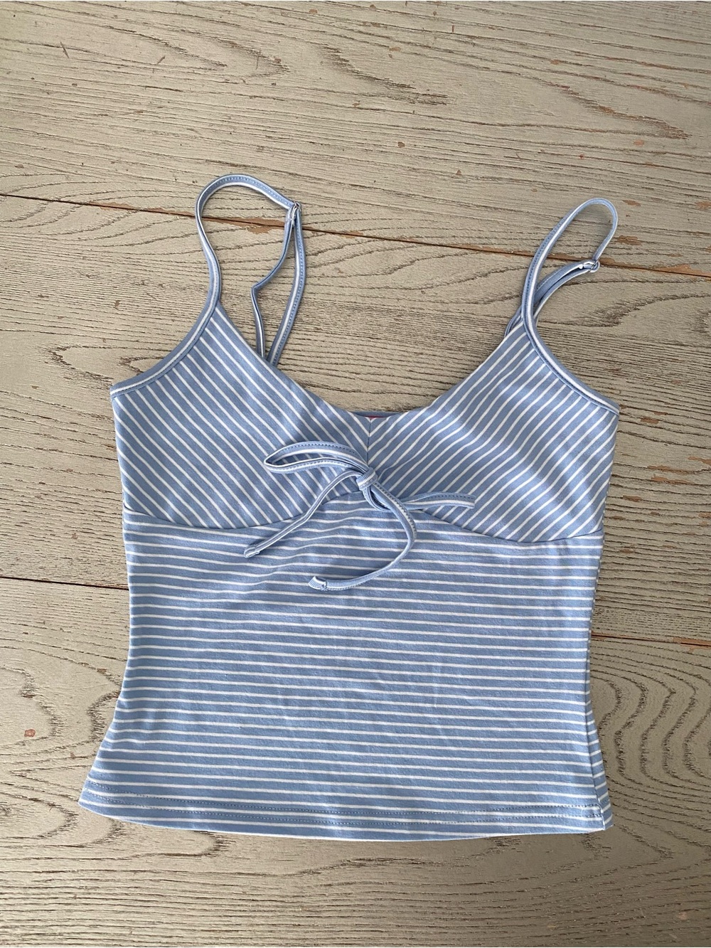 Edikted Light Blue & White Striped Tie-Front Cami